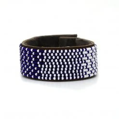 Swahili Coast Design Ombre Dark Blue Beaded Leather Cuff