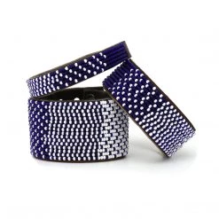 Swahili Coast Design Ombre Dark Blue Beaded Leather Cuff