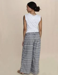 Passion Lilie Billowy Gray + White Pants Clothing