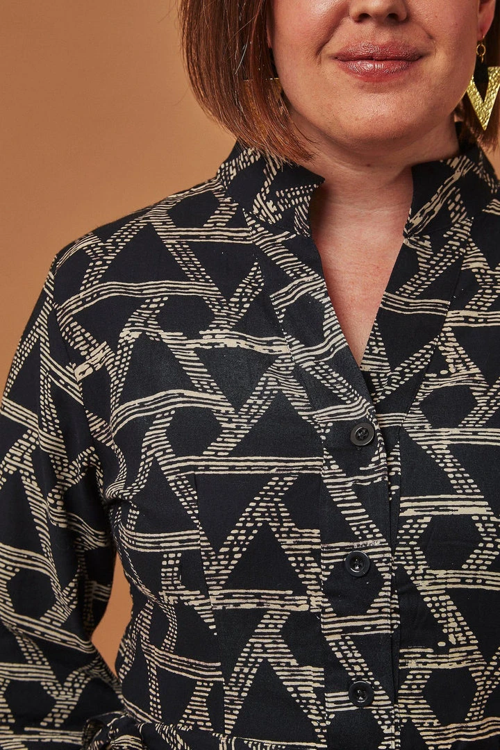 Passion Lilie Geometric Button-Up Dress Fair Trade 5 Passion Lilie Geometric Button-Up Dress Fair Trade