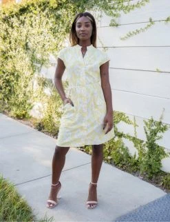 Passion Lilie Clothing Lemon Ikat Button Dress