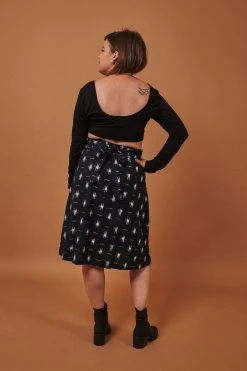 Passion Lilie Navy Stars Midi Skirt Clothing