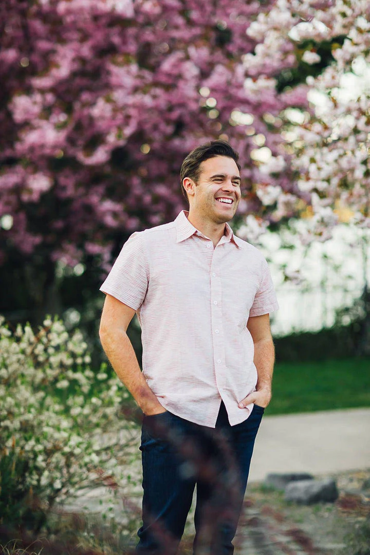 Passion Lilie Men's Salmon Button Down Shirt 4 Passion Lilie Men's Salmon Button Down Shirt