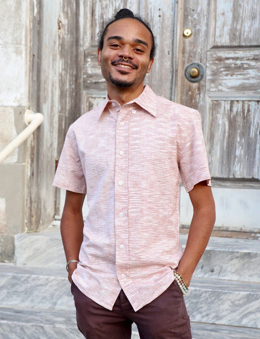 Passion Lilie Men's Salmon Button Down Shirt 3 Passion Lilie Men's Salmon Button Down Shirt