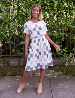 Passion Lilie Sunshine Plaid Ikat Midi Skirt