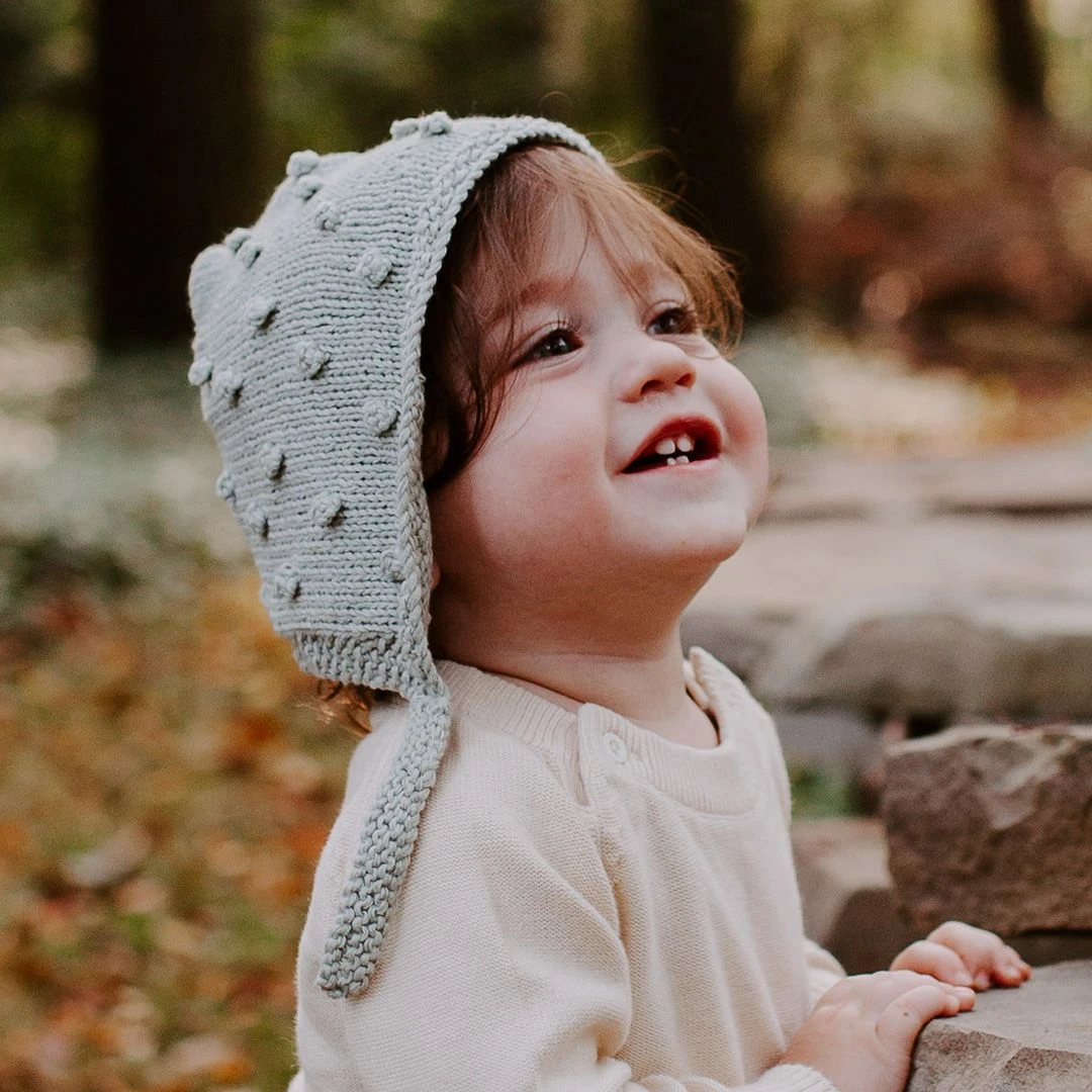 Pebble Fair Trade Baby Bobble Bonnet - Teal 4 Pebble Fair Trade Baby Bobble Bonnet - Teal