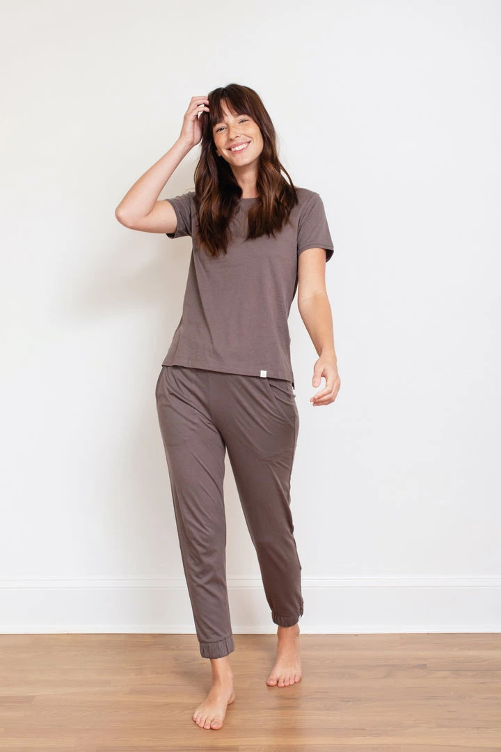Leena & Lu Pima Short Sleeve Jogger Set 4 Leena & Lu Pima Short Sleeve Jogger Set