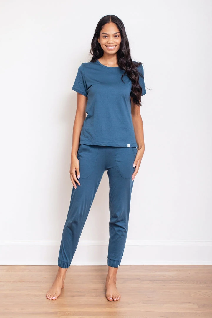 Leena & Lu Pima Short Sleeve Jogger Set 3 Leena & Lu Pima Short Sleeve Jogger Set