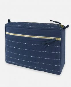 Anchal Accessories Pin Stitch Large Toiletry Bag - Navy