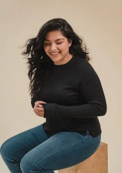 Poplinen Gloria Waffle Thermal Top - Black Clothing