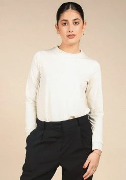 Poplinen Clothing Gwen Tencel Long Sleeve Tee - Ivory