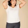 Poplinen Best Sellers Pat Bamboo Ringer Tee - Heather Almond + Rust