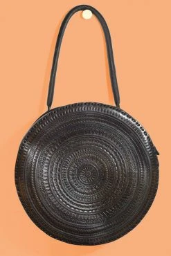 Purse & Clutch Embossed Circle Shoulder Bag - Charcoal Accessories