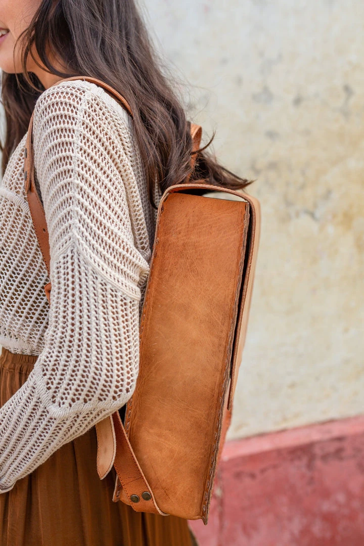 Purse & Clutch Leather Laptop Backpack - Russet Brown Accessories 7 Purse & Clutch Leather Laptop Backpack - Russet Brown Accessories