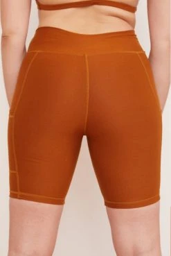 Wolven Best Sellers Recycled Bike Short With Pockets - Turmeric