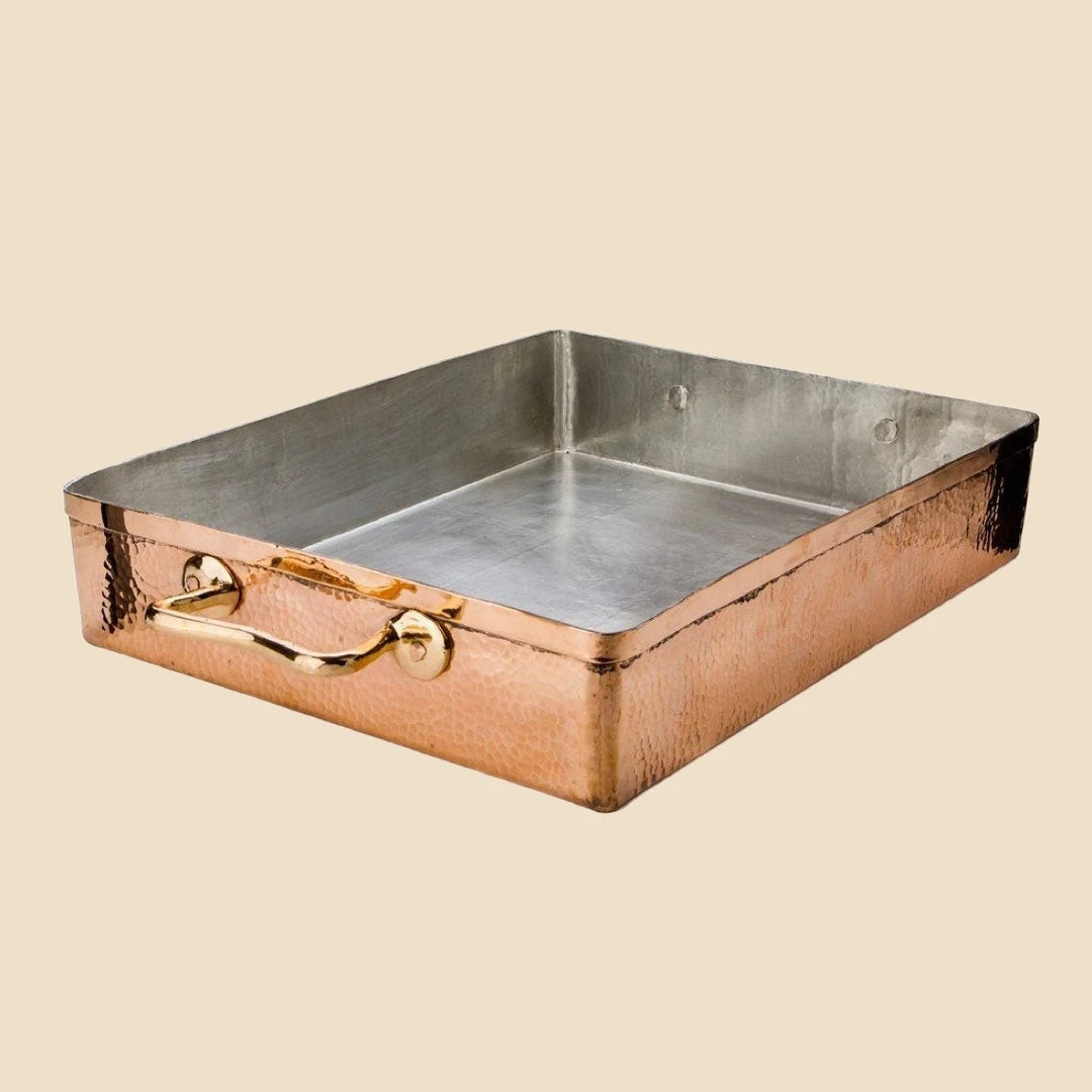 Amoretti Brothers Home Goods Recycled Copper Roasting Pan W/ Handles 3 Amoretti Brothers Home Goods Recycled Copper Roasting Pan W/ Handles