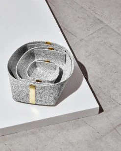 Slash Objects Recycled Rubber + Brass Basket Set - Gris