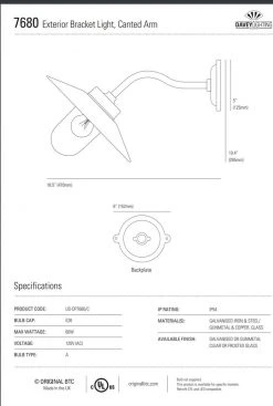 Ameico Lighting Round Canted Exterior Bracket Light - Bronze