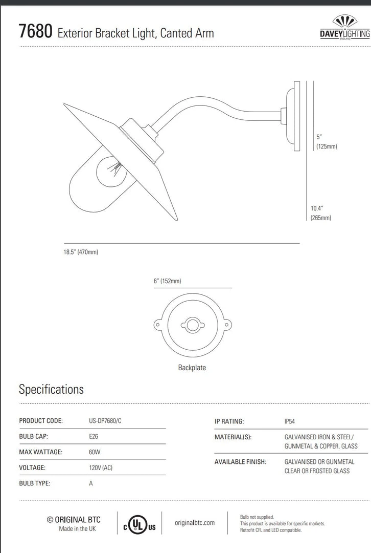 Ameico Lighting Round Canted Exterior Bracket Light - Bronze 4 Ameico Lighting Round Canted Exterior Bracket Light - Bronze