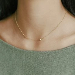 Sara Patino Jewelry Curved Bar Recycled Necklace - White Topaz Best Sellers