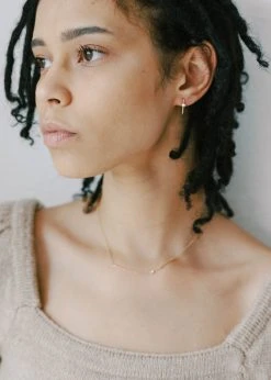 Sara Patino Jewelry Curved Bar Recycled Necklace - White Topaz Best Sellers 10 Sara Patino Jewelry Curved Bar Recycled Necklace - White Topaz Best Sellers