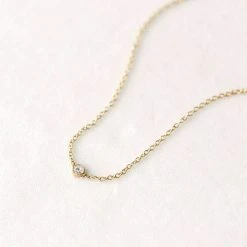 Sara Patino Jewelry Gold Tiny White Topaz Recycled Necklace Special Occasion