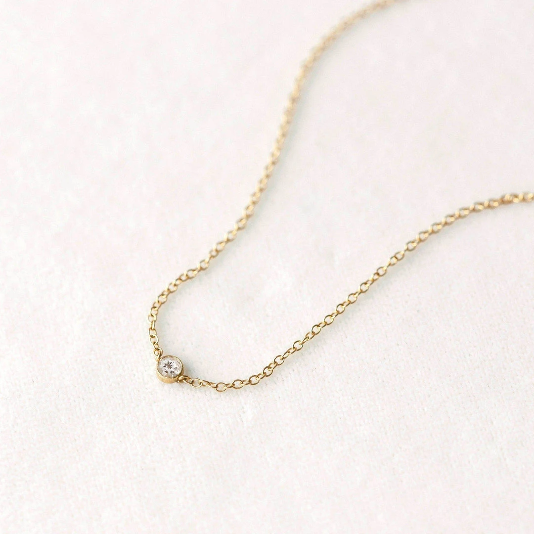 Sara Patino Jewelry Gold Tiny White Topaz Recycled Necklace Special Occasion 3 Sara Patino Jewelry Gold Tiny White Topaz Recycled Necklace Special Occasion