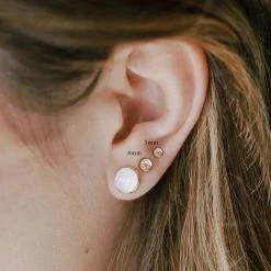 Sara Patino Jewelry Gold White Topaz Recycled Stud Earrings