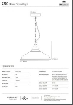 Ameico School Pendant Light - Polished Copper Lighting