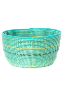 Swahili African Modern Seaside Stripe Knitting Basket