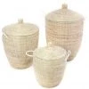 Swahili African Modern Home Goods Solid White Hamper Set