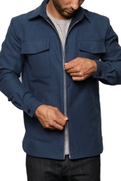 Signature Innovation Group Men's Double Zip Shirt Jacket - Blue