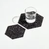 Slash Objects Hex Recycled Rubber Trivet Set - Speckled Black