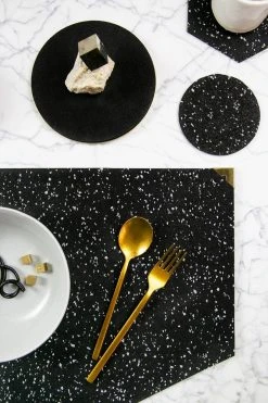 Slash Objects Best Sellers Round Recycled Rubber Coaster Set - Speckled Black