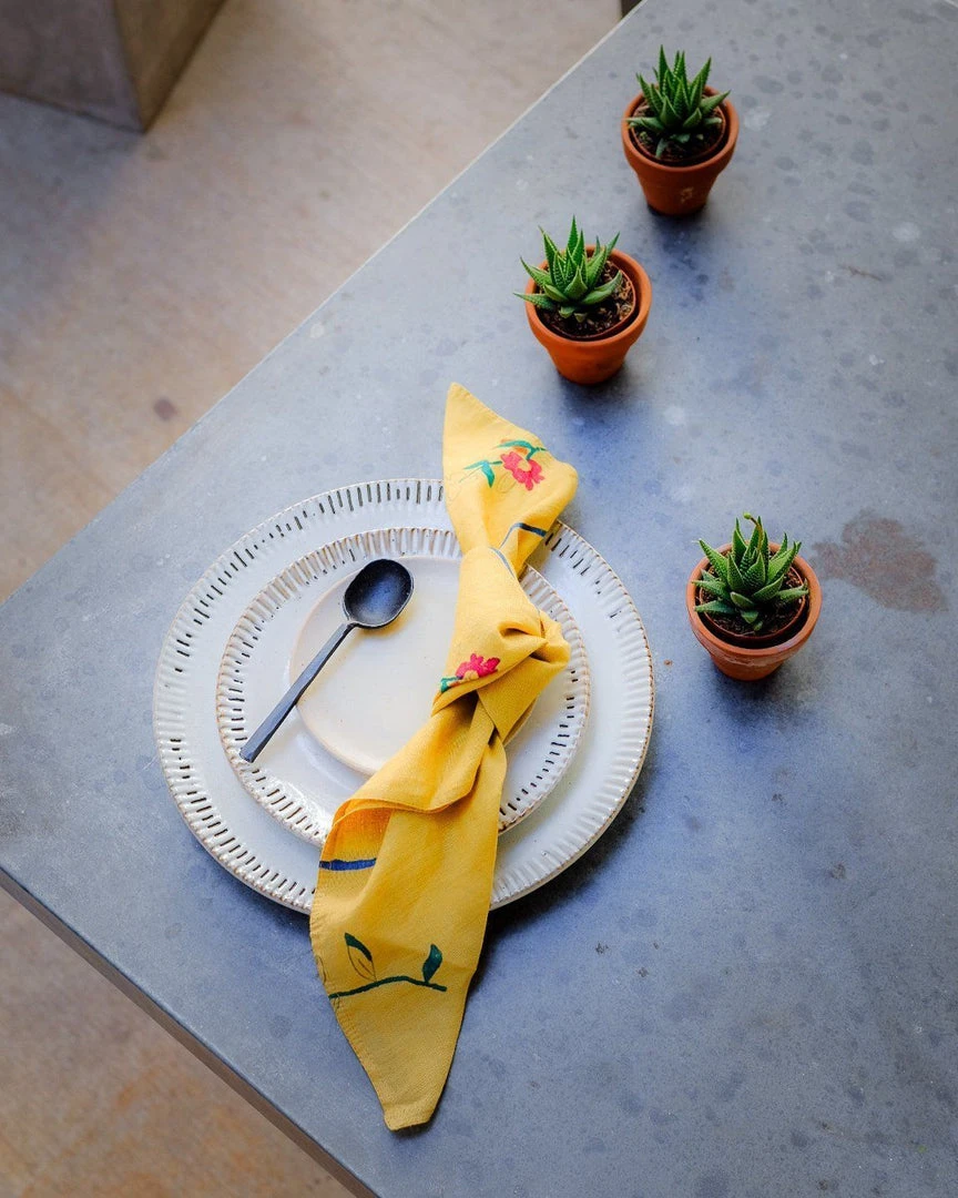 Soil To Studio Zeenat Linen Napkin Set - Dandelion BIPOC Owned 5 Soil To Studio Zeenat Linen Napkin Set - Dandelion BIPOC Owned