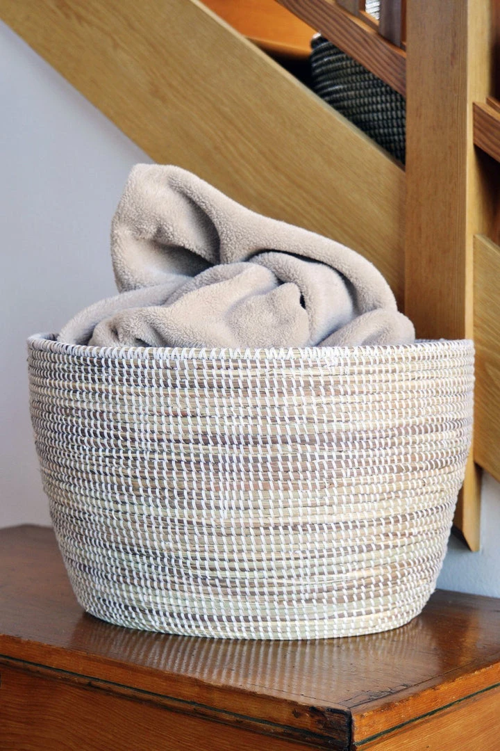 Swahili African Modern Solid White Knitting Basket Home Goods 5 Swahili African Modern Solid White Knitting Basket Home Goods