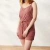 Coyuchi Pajamas + Loungewear Solstice Short Romper - Rosehip