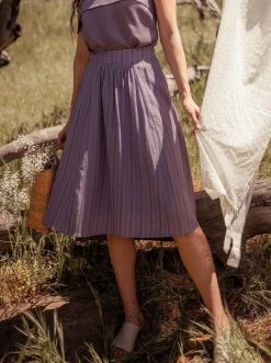 Valani Srey Banana Midi Skirt - Purple Sage Clothing