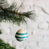 Azizi Life Striped Woven Ball Ornament - Emerald Green BIPOC Owned