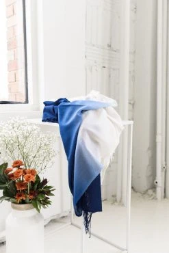 Studio Variously Azure Cashmere Throw Blanket