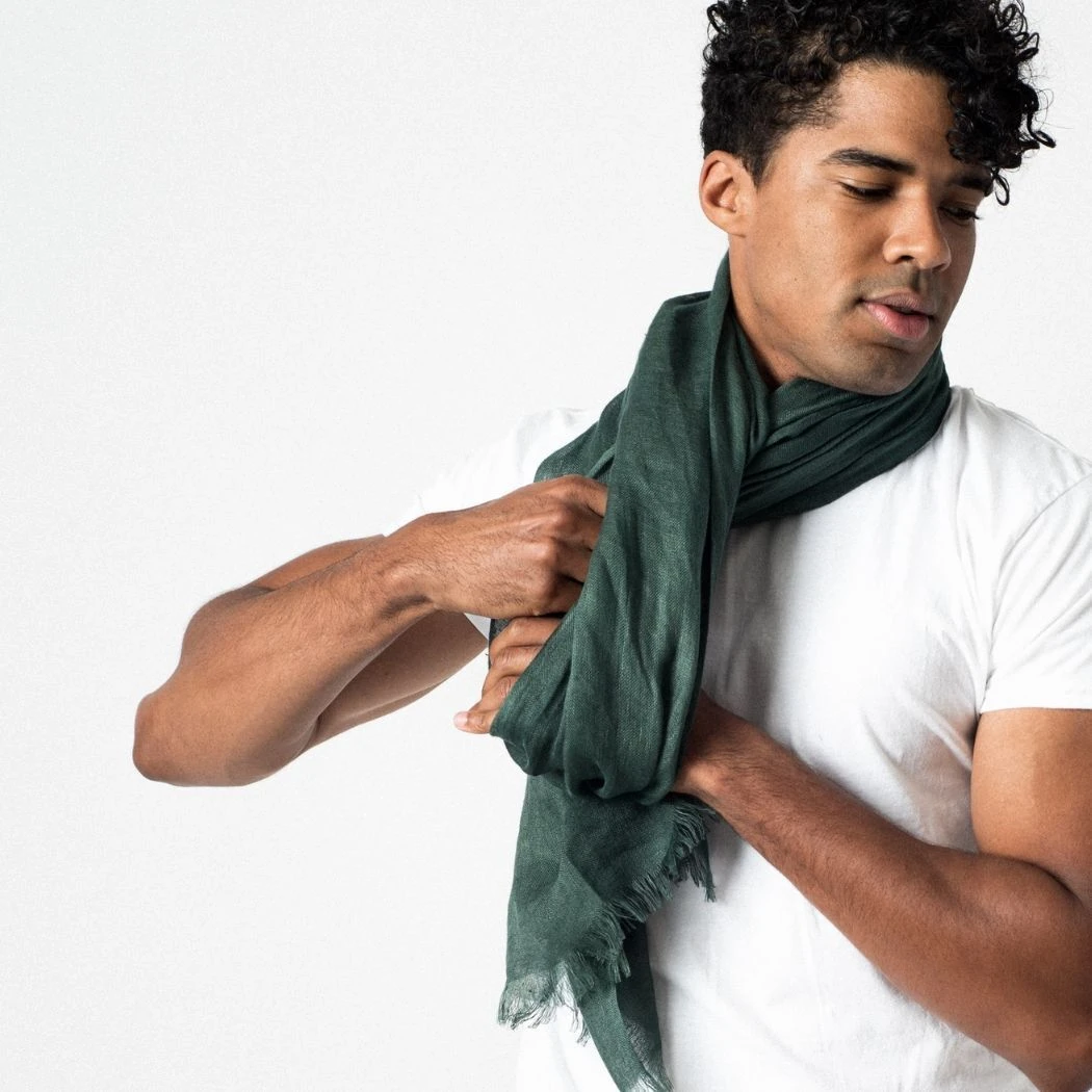 Studio Variously Accessories Moss Linen Scarf 4 Studio Variously Accessories Moss Linen Scarf