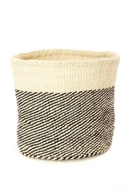 Swahili African Modern Black And Cream Twill Sisal Nesting Basket Set 8 Swahili African Modern Black And Cream Twill Sisal Nesting Basket Set
