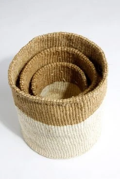 Swahili African Modern Dual Tone Sisal Basket Set Home Goods 9 Swahili African Modern Dual Tone Sisal Basket Set Home Goods