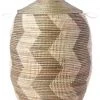 Swahili African Modern Extra Large Silver And White ZigZag Hamper
