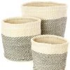 Swahili African Modern Gray And Cream Twill Nesting Basket Set 2 Swahili African Modern Gray And Cream Twill Nesting Basket Set