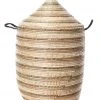 Swahili African Modern Home Goods Large Black, Silver & White Striped Laundry Hamper
