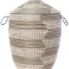 Swahili African Modern Large Silver And White Prayer Mat Hamper Home Goods