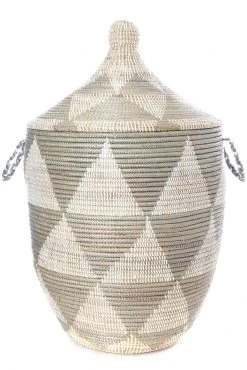 Swahili African Modern Home Goods Large Silver Triangle Laundry Hamper