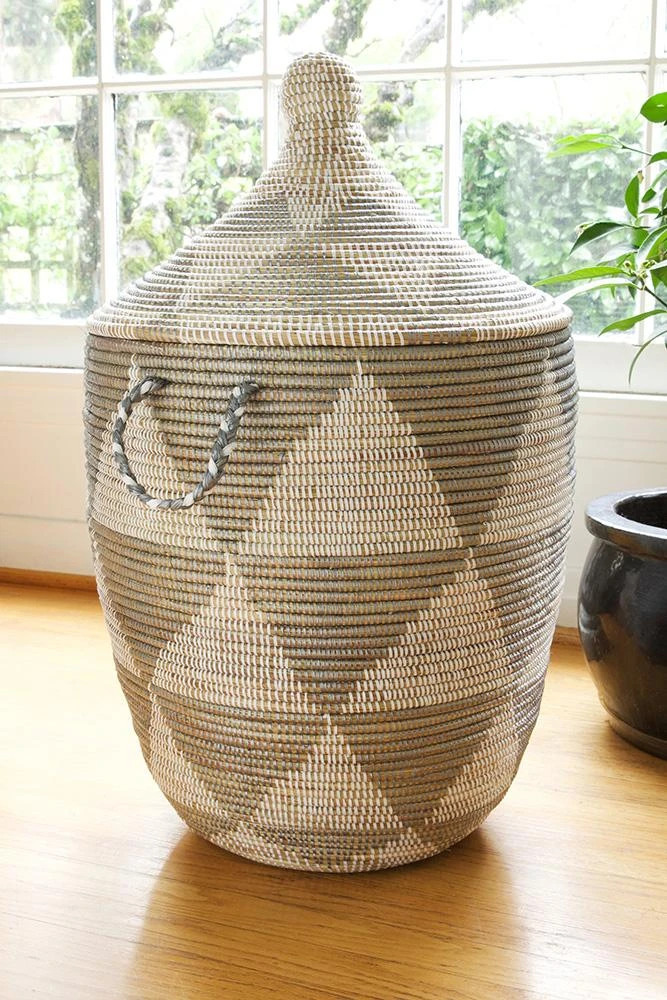 Swahili African Modern Home Goods Large Silver Triangle Laundry Hamper 5 Swahili African Modern Home Goods Large Silver Triangle Laundry Hamper