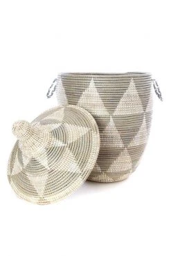 Swahili African Modern Home Goods Large Silver Triangle Laundry Hamper